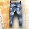 jeans en denim pour hommes mode italie jeans pour hommes true slim lavé zipper décoré pantalons décontractés urbains 223a