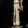 Högkvalitativ 803 Straight Pipe Soprano Saxophone BB Tone Lackered Gold Brass Graved Mönster Fransk hantverkstillverkning med tillbehör