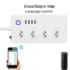 Rideaux Brésil WiFi Smart Power Strip avec 4 points de vente 4USB PORTS, 1,4M Extension La voix de la rallonge fonctionne avec Alexa, Google Home