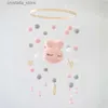 Baby Bed Rattle Cartoon Plush Rabbit Toys Newborn Crib Mobile Rattle Wool Balls Pärlor Bed Bell Rotating Wind Chime Nursery Decor L230518