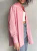 Women's Blouses Shirts Basic Candy Colors Shirt Beautiful with Collar 2023 Summer Green Button Up Oversized Long Sleeve Tops 230630