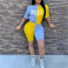 Women's Tracksuits Plus Size 5XL Women Summer Clothing Fashion Sweatsuits FLEX Shorts Two Piece Sets Outfits Splicing Short Sleeve Tracksuits 230630