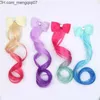 Acessórios de cabelo fofos crianças arco gradiente grampos de cabelo cocar cauda cordas de cabelo bebê meninas peruca colorida rabo de cavalo elástico crianças headwear 220610 z230701