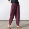 Pantaloni da donna da donna lunghi con tasche elastico in vita gamba larga nono abbigliamento casual temperamento moda donna pantaloni di lino larghi 230630