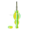 Bong kit de pipe à fumer en silicone Concentré avec pointe en titane Dab Straw Oil Rigs narguilé brûleur à mazout cire jetable shisha vape stylo