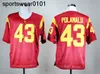 American College Football Wear USC Trojans Jersey Men 7 Matt Barkley Michael Bowman 43 Troy Polamalu Clay Matthews NCAA Football Jerseys College Pac Red