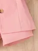 Kläder sätter Prowow 3 7y barnkläder blazer flickor outfit bälte rosa laple jacka västbyxor barn sommardräkt för 230630