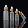 High-Eng Bambu Cap Frosted Glass Droper Bottle Liquid Reagent Pipette Bottles Eye Droper Aromaterapi Essential Oils Parfyes Bottles