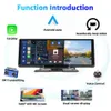 Auto dvr Podofo 10 ''Dash Cam Achteruitrijcamera Carplay Android Auto 2K DVR Navigatie Videorecorder Dashboard Spiegel 24H Park AUXHKD230701