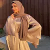 Vêtements ethniques Eid Mubarak Abaya Dubaï Turquie Musulman Hijab Robe Flare Manches Solide Satin Robes Pour Femmes Abayas Islam Robe Mus199r