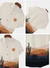 Hommes Polos CharmkpR Tops 2023 Cactus Désert Impression Blouse Casual Streetwear Homme Bouton À Manches Courtes Revers Chemises S 2XL 230630