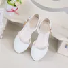 Sneakers White Children Girls Leather Shoes 3cm Princess High Heel Shoes For Kids Girls Performance Dress Student Show Dance Sandals 2023HKD230701