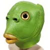 Party Masks Halloween Mask Ball Cosplay Latex Green Fish Head Animal Set Funny Mask Cosplay Full Face Latex Animal Prop 230630
