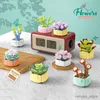 Blokken Succulent Ingemaakte Mini Bouwstenen Creatieve Bloemen Bonsai Model Speelgoed voor Meisjes Jongens Gift Desktop Decoratie R230701