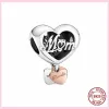 För Pandora Charms smycken 925 charmpärlor Tillbehör Armband Hjärtform Färgglad Crown Mom Family Charm Set