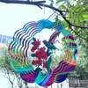 Decorative Objects Figurines Beating Wind Spinner Chimes Garden Indoor Outdoor Colorful Birds And Flowers Metal Mirror Stainless Steel 3D Rotating 230701