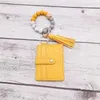 Bracelet de perles en Silicone à motif de vache, teinture par nouage, Bracelet de voiture, porte-clés en cuir Pu, portefeuille à pompon, porte-carte de crédit, porte-clés DF100