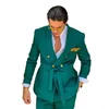 Mäns kostymer Blazers Designer Green för män 2 -stycken Blazer Set Double Breasted Belt Wedding Party Travel Suit Trajes de Hombre Jacketpants 230630