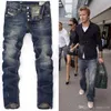 High Quanlity Men Blue Denim Designer European Star Ripped Jeans For Men Classic Retro Pants308n