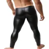 Whole-Fashion Mens Black Faux Leather Pants Long Trousers Sexy And Novelty Skinny Muscle Tights Mens Leggings Slim Fit Tight M224D