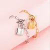 2021 couple bracelets key and lock women necklace stainless steel designer jewellery luxury mens gold bangle set i love you bracelet