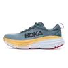 Hoka Bondi 8 Running Shoes Shell Coral Peach Parfait Summer Song Blue Country Air Mens Sneakers Round Toe Lace Up Casual Womens Flats Leisure Style Jogging Footwear