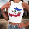 Canottiere da donna Camis Summer White Women Haiti Flags Crop Top O-Collo Canotte senza maniche Canotte Slim Fit Y2k Abbigliamento Stretto Corsetto elasticizzato Traspirante Estate 230630