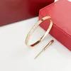 Bangle Designer Women bracelet gold torque bangle Double row diamond luxury jewelry width 5MM hidden inlay process High fade resistant br