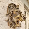 Decorative Objects Figurines Large Lion Head Wall Mounted Art Sculpture Gold Resin Luxury Decor Kitchen Bedroom Dropshippin 230701