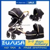 3 I 1 barnvagn Baby Barnvagn Multifunktionell hög landskap Portable Aluminium Frame CPC Safety Baby Carriage Gratis frakt L230625