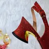 Sandały qsgfc czerwone kolory buty projektowe Midheel spiczasty panie i torby afrykańskie przyjęcie weselne z torbą 230630