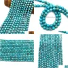 Pierre Naturelle Pierres 6Mm 8Mm 10Mm Lâche Turquoise Perles Chaîne Bricolage Bracelet Accessoires En Gros Fabrication De Bijoux Drop Delivery Dho8P