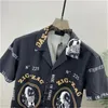 #6 Mens designer luxury dress Shirts silk Shirt Luxury Clothes Short Sleeve letter clowers print Casual Summer collar mens mix colors Size M-3XL 33