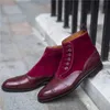 Buty męskie Vintage Chelsea kostki skórzane guziki wysokie góry biznes formalne moda męska klasyczne obuwie robocze bhp czarne T230701