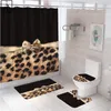 Cartes Leopard Imprimer rideau de douche rose Bowknot Girl Salle de bain Partition Salle de bain étanche Sépicée de toilette Baigne de baignoire