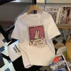 Ensembles de vêtements filles été t-shirt mignon lapin imprimer haut à manches courtes Style coréen basique décontracté lâche enfant t-shirt mode enfants 230630