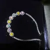 Colored Moissanite Bracelet Women's Full Diamond Round Platinum VVS1 Diamond Jewelry Wholesale
