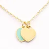 Heart necklace Designer Necklace jewlery men jewelry designer for women double heart tag chain Rope chain 925 silver blue necklace for men necklace extenders gold