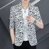 Męskie garnitury Blazers Mens Printing Cienka kurtka Top Summer Fashion Slim Fit Mały garnitur swobodny płaszcz górny HDZBG 230630