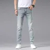 Męski projektant dżinsów wiosna/lato koreańskie wydanie małe stóp Elastyczne Slim Fit High End European Brand Color AJ Wear Thvy