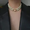 Bijoux de créateur Bracelet Fermoir Aimant Collier de Perles Saturne Double Couche Ras du Cou Version Haute Chaîne de Clavicule Accessoire Haut de Gamme