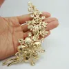 Pins Brooches TTjewelry Elegant Luxury Rose Long Flower Leaf Gold Plate Art Nouveau Brooch Pin Clear Crystal 230630