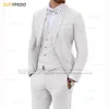 Mäns kostymer blazrar beige linne för män 3 stycken avslappnad smal passform blazer västbyxor set formell prom bröllop tuxedos groomsmen man 230630