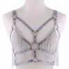 Andere Modeaccessoires Lederkettengeschirr Körperkette BH Goth Punk Sexy Kette Top Frauen Körperschmuck Sommer Festival Mode Rave Outfit 230701