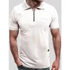 Men's Polos Men Polo Shirts Solid Color Turn Down Callor Zipper Pocket Spring Summer Short Sleeve 2023 Casual Male TShirts S3XL 230630