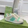 Designer -Screener -Sneaker mit Crystals Schuhen Männer Frauen klassische Trainer Beige und Ebenholz Canvas Pink und Green Vintage Web Gummi Sole Schuh 04 04