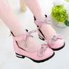 Sneakers Bow Knot Children School Shoes Big Girls Leather Shoes Girls Princess Kids Shoes For Wedding Party Sweat Teenager Dress SneakersHKD230701
