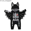 Macacão Macacão Bebê Trajes de Halloween Bebê Morcego Halloween Macacão Roupa Estampado Macacão com Capuz Bebe Truque de Crânio Bebê Menina Menino Roupas Roupas 220928 Z230701