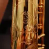 Högkvalitativ 803 Straight Pipe Soprano Saxophone BB Tone Lackered Gold Brass Graved Mönster Fransk hantverkstillverkning med tillbehör
