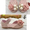 Sneakers Girls Flower Sandals Boutique Beading Princess Dress Shoes Open-toe Summer Sandals Party Wedding Flats Size 24-34 SandaliasHKD230701